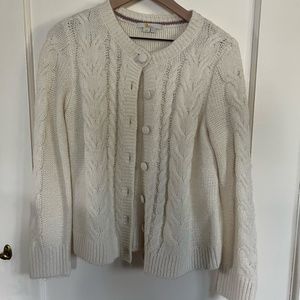 Boden cream colored cardigan, fuzzy wool size women's 10.